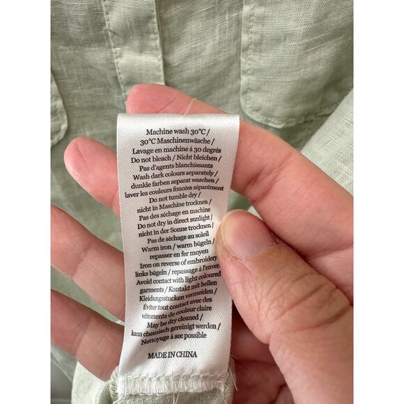 WRAP LONDON | 100% Linen Long Sleeve Button Down Shirt Mint Green NWT | Size 10 - Picture 8 of 8